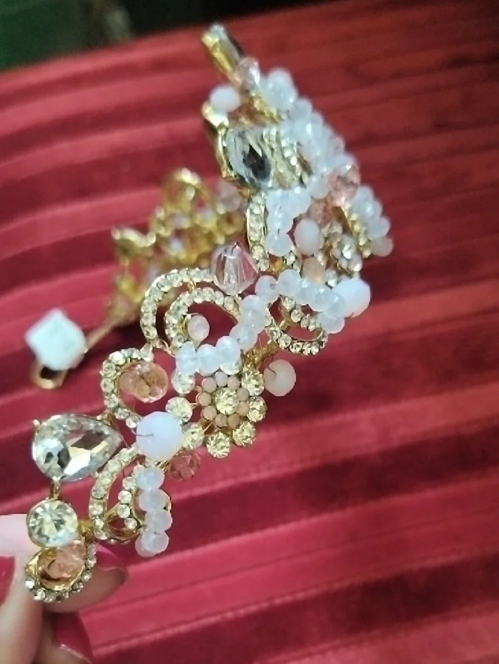 Gold and White Crystal Decorative Tiara - Women Accessories Princessa Crown
